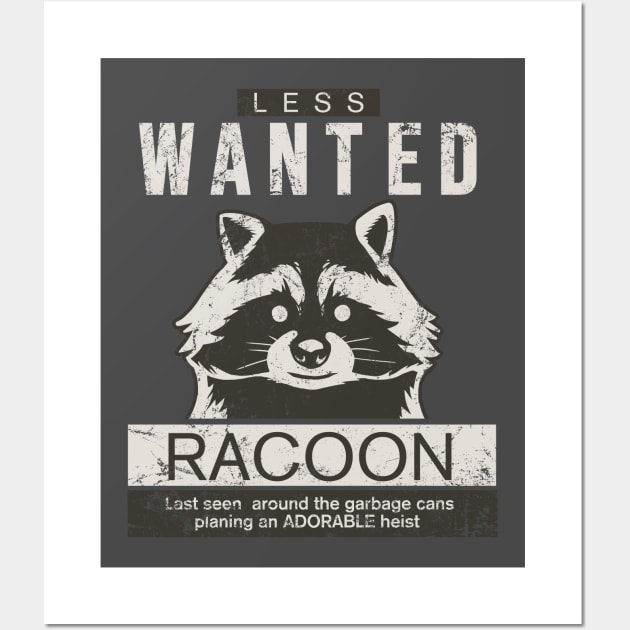 Racoon less wanted, funny, adorable trash panda mugshot Wall Art by croquis design